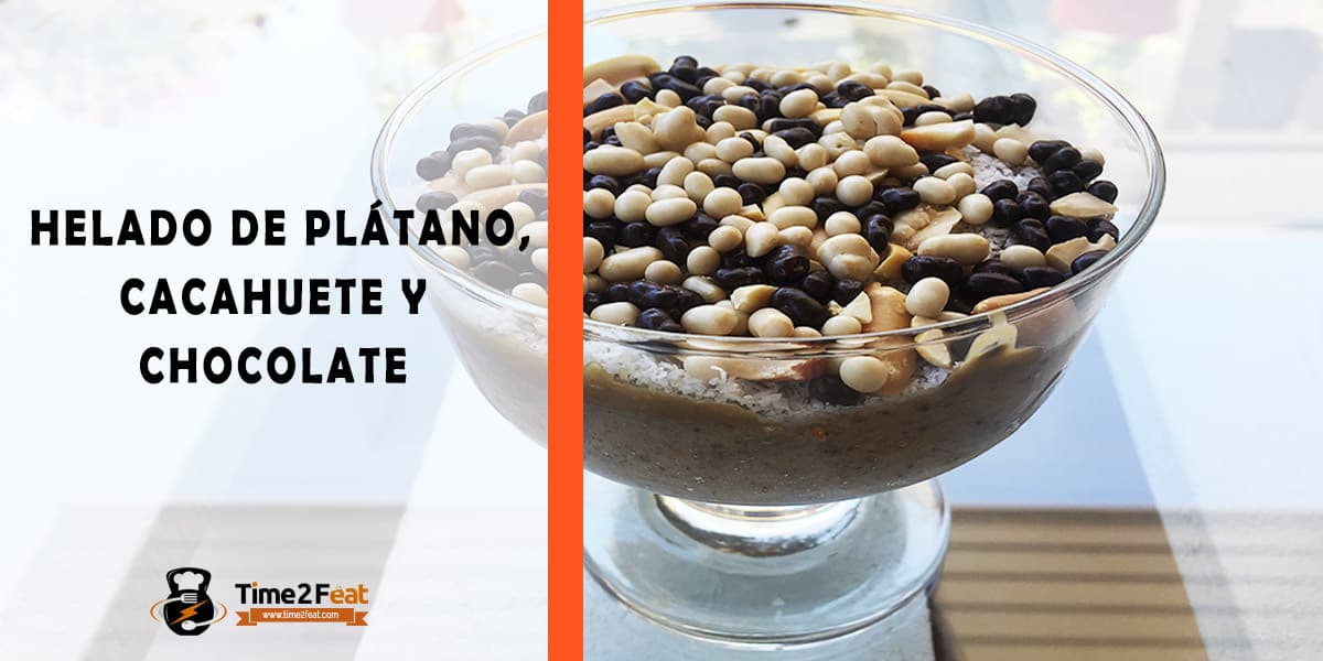 receta helado platano cacahuete chocolate saludable